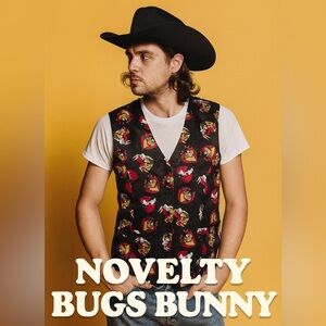 UNISEX LOONEY TUNES MANIA 100% SILK BUTTON UP VEST!